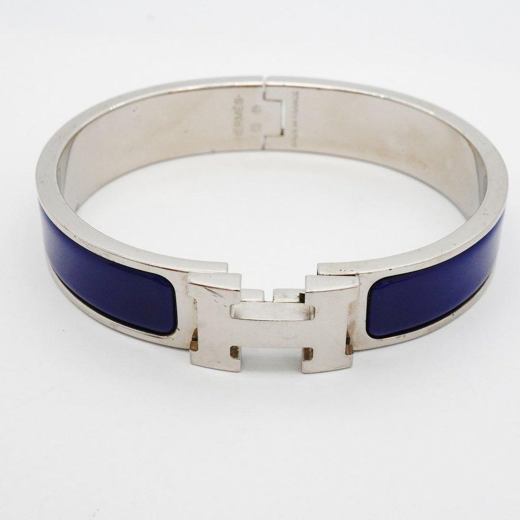 Hermes Bangle Clic Clac PM Metal Silver Blue Bracelet — view 4