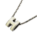 Hermes Necklace Mini Pop H Metal Silver Ivory