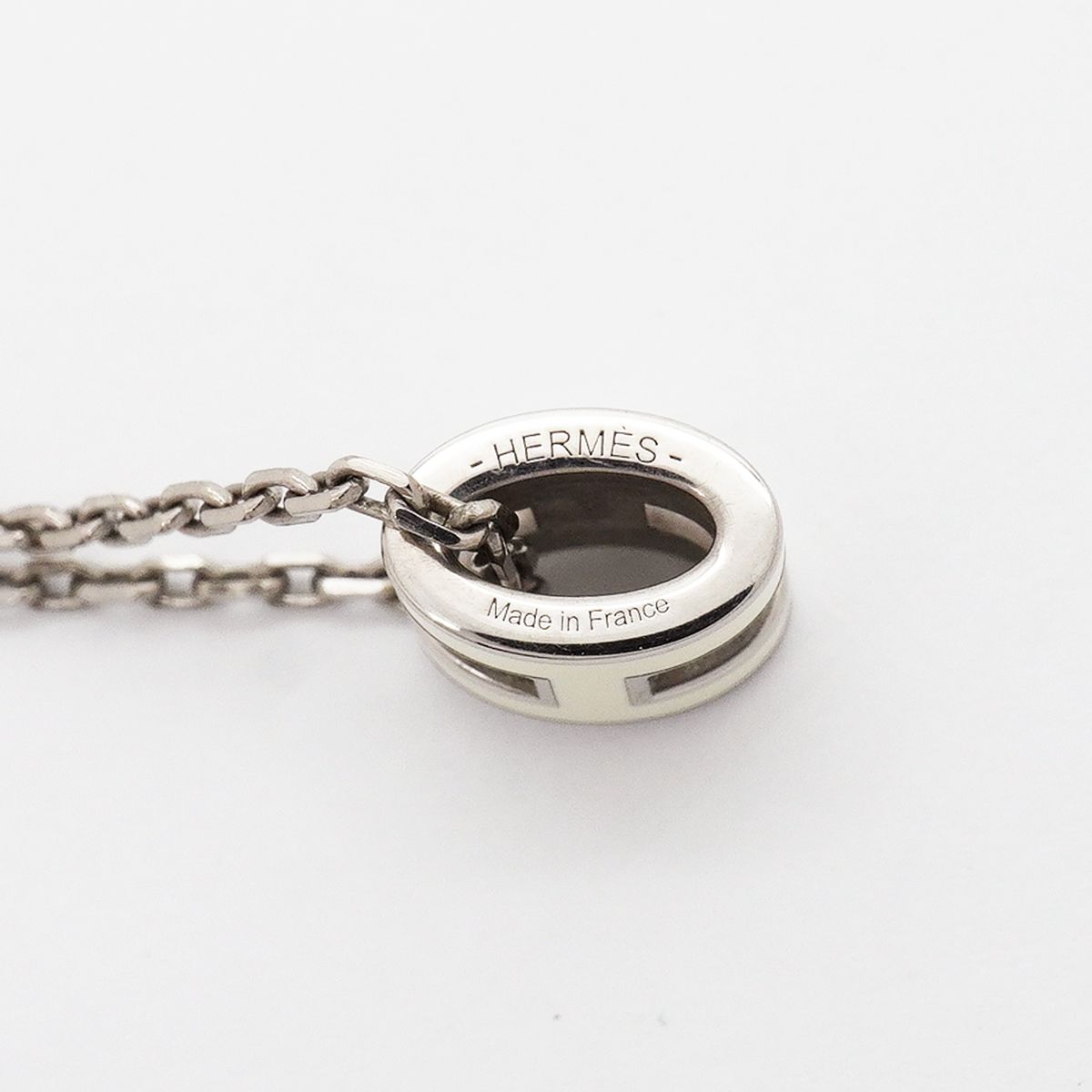 Hermes Necklace Mini Pop H Metal Silver Ivory — view 5