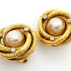 Chanel Earrings Vintage Gold Plated Faux Pearl Rhinestone — view 6