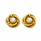 Chanel Earrings Vintage Gold Plated Faux Pearl Rhinestone