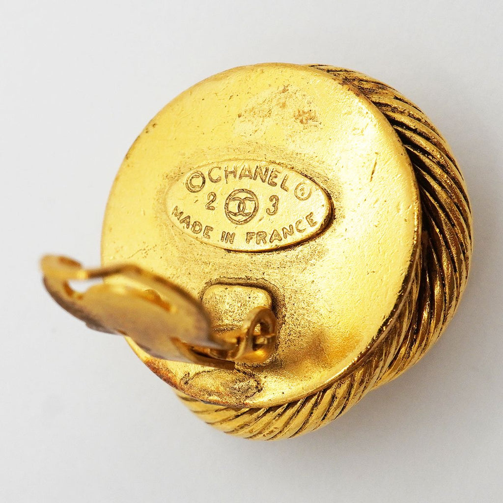 Chanel Earrings Vintage Gold Plated Faux Pearl Rhinestone — view 4