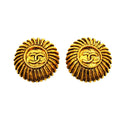 Chanel Earrings Vintage CC Logo Round Circle Gold Plated