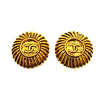 Chanel Earrings Vintage CC Logo Round Circle Gold Plated