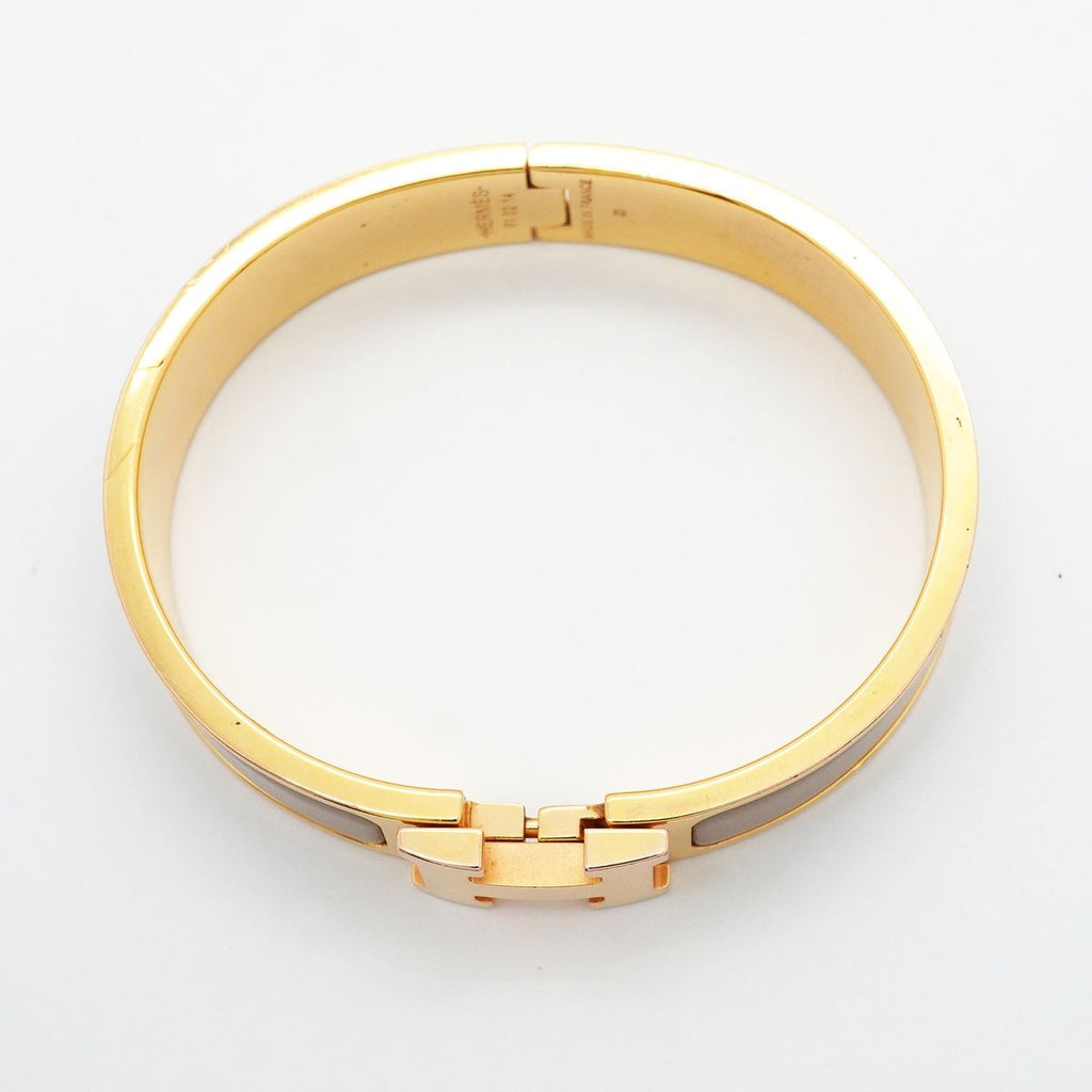 Hermes Bangle Clic Clac PM Gold Plated Greige Bracelet — view 3