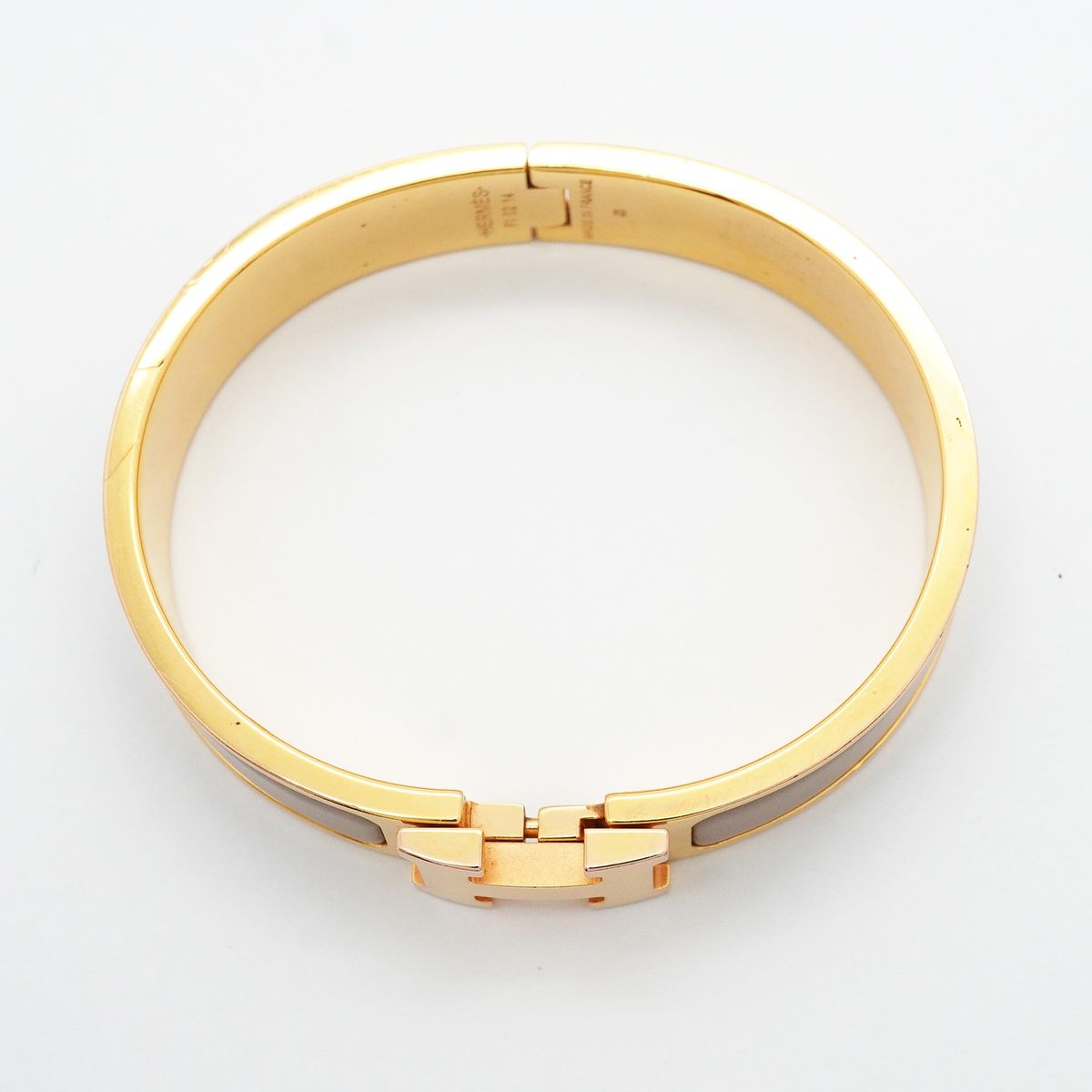Hermes Bangle Clic Clac PM Gold Plated Greige Bracelet — view 3