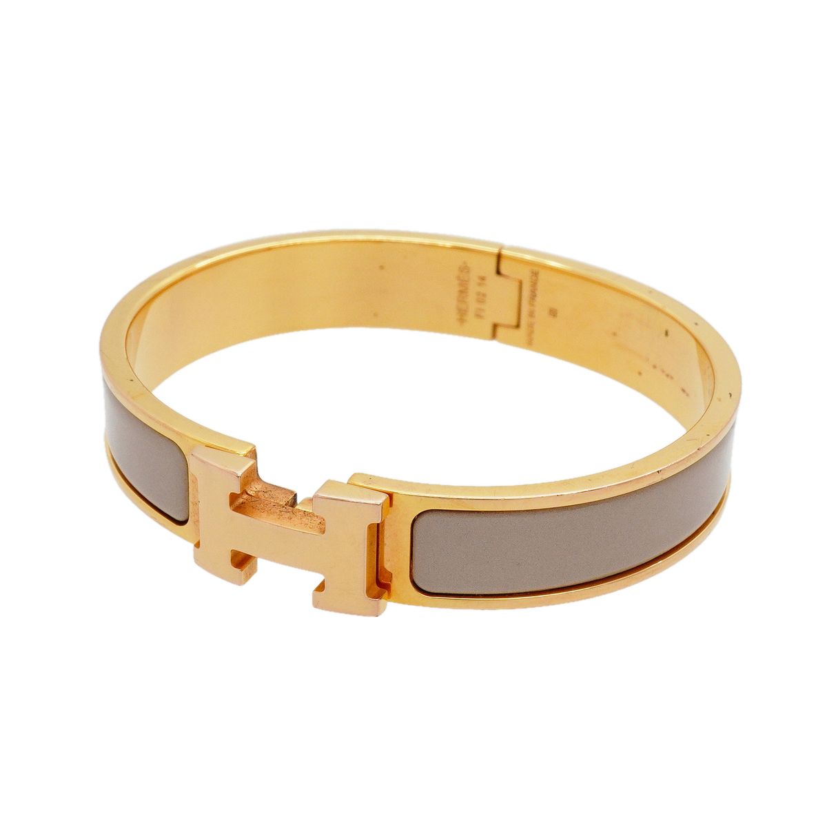 Hermes Bangle Clic Clac PM Gold Plated Greige Bracelet