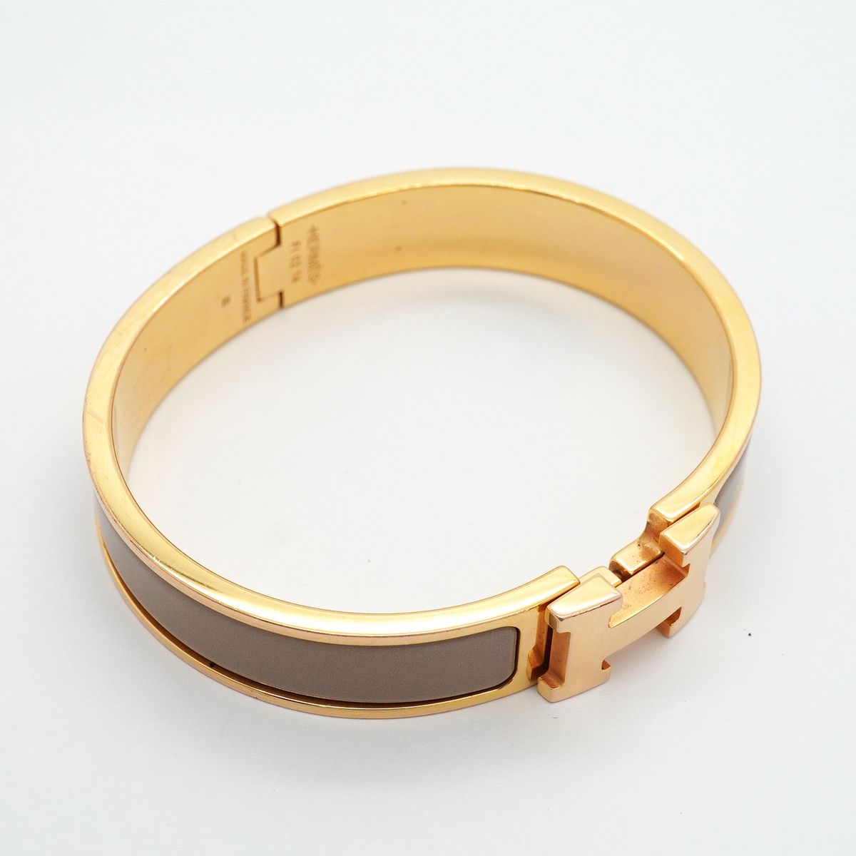 Hermes Bangle Clic Clac PM Gold Plated Greige Bracelet — view 2