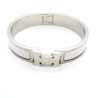 Hermes Bangle Clic Clac PM Metal Silver White Bracelet — view 4