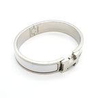 Hermes Bangle Clic Clac PM Metal Silver White Bracelet — view 2