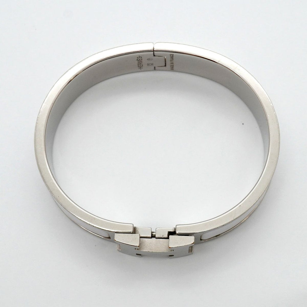 Hermes Bangle Clic Clac PM Metal Silver White Bracelet — view 3