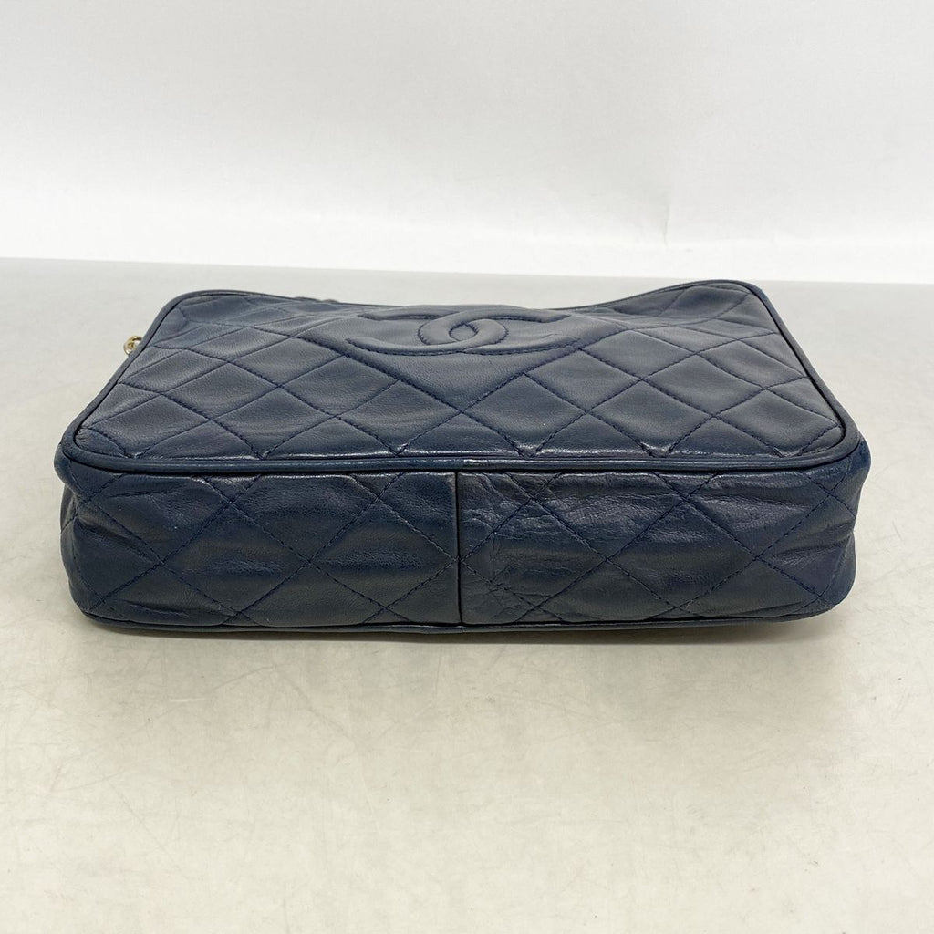 Chanel Shoulder Bag Quilted Lambskin Navy Gold — view 3