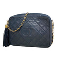 Chanel Shoulder Bag Quilted Lambskin Navy Gold