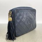 Chanel Shoulder Bag Quilted Lambskin Navy Gold — view 2