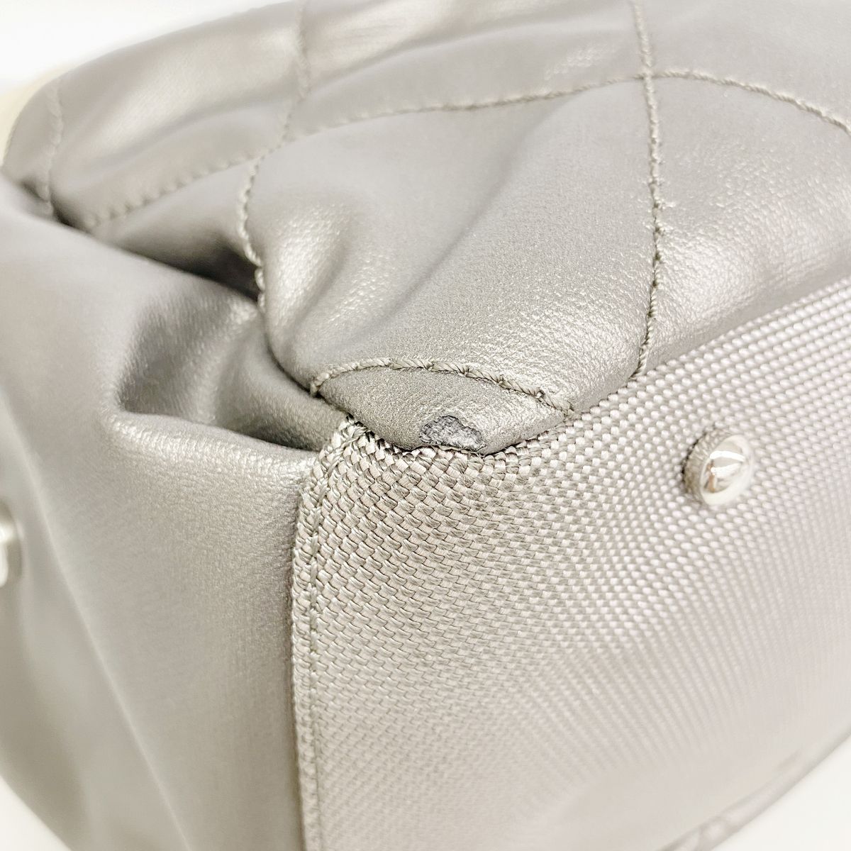 Chanel Shoulder Bag Paris Biarritz Canvas Gray Silver — view 6