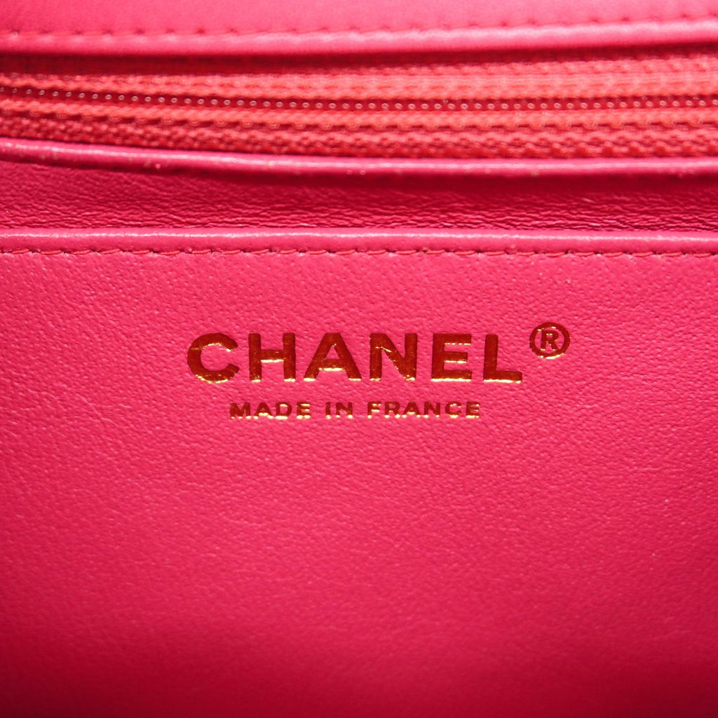 Chanel Shoulder Bag Mini Quilted Lambskin Pink Gold — view 5