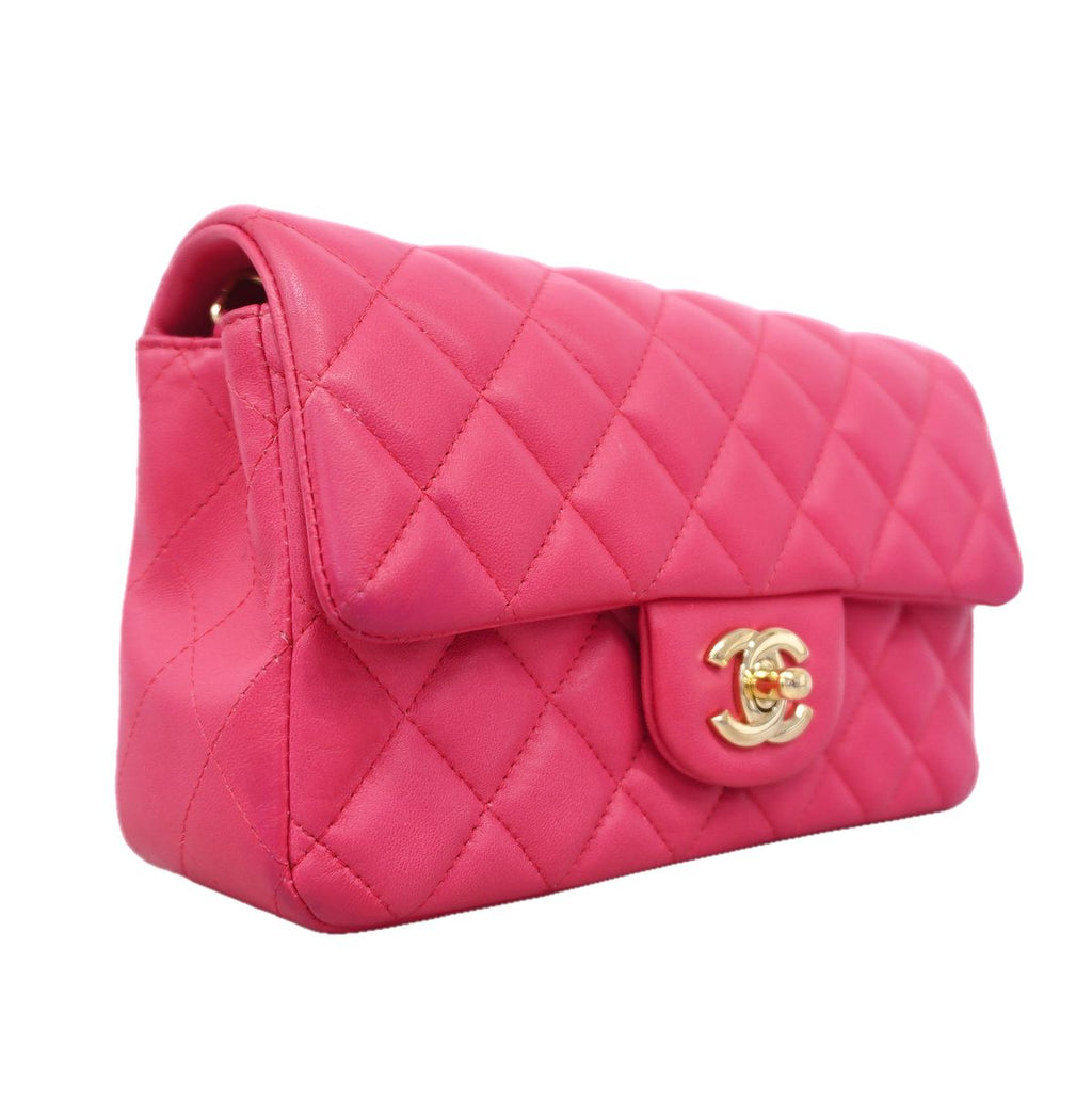 Chanel Shoulder Bag Mini Quilted Lambskin Pink Gold — view 2