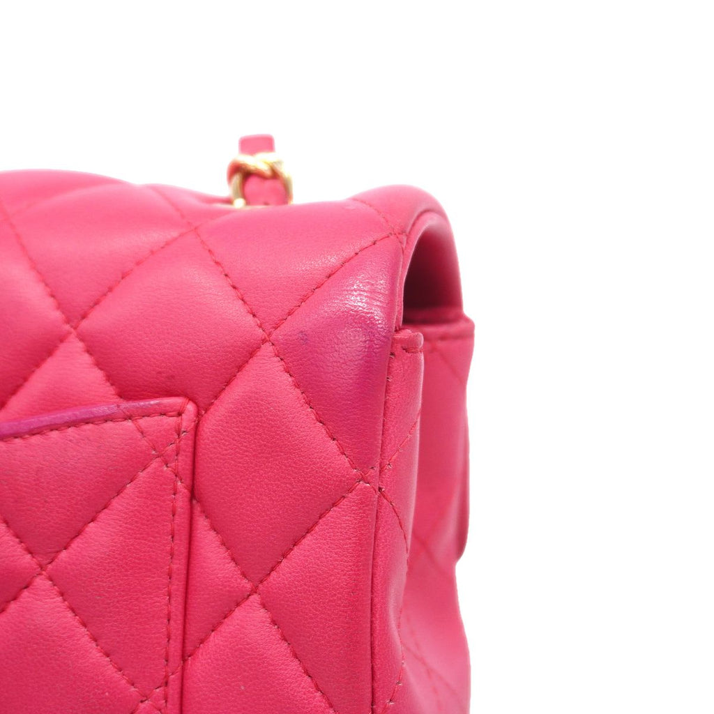 Chanel Shoulder Bag Mini Quilted Lambskin Pink Gold — view 8