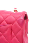 Chanel Shoulder Bag Mini Quilted Lambskin Pink Gold — view 8
