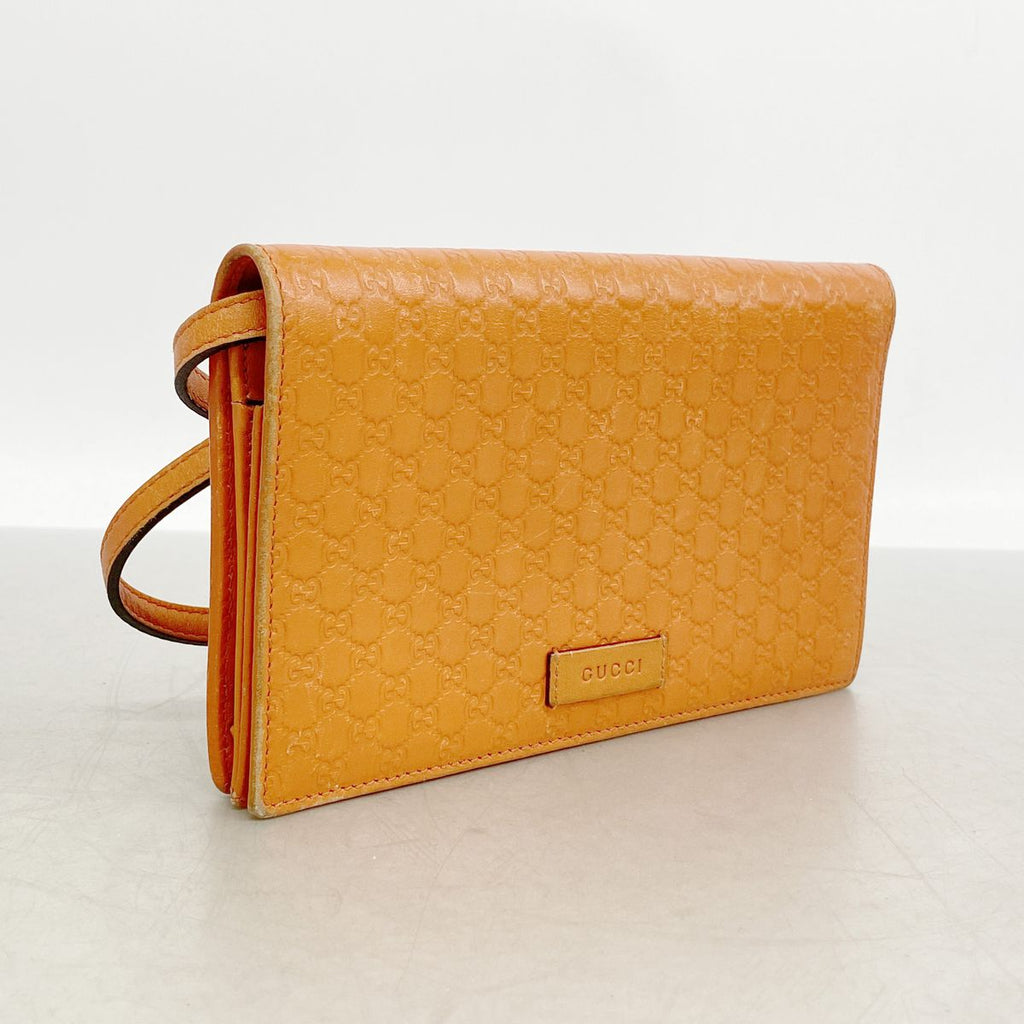 Gucci Wallet on Chain Micro Guccissima Leather Orange Gold Shoulder Bag — view 2
