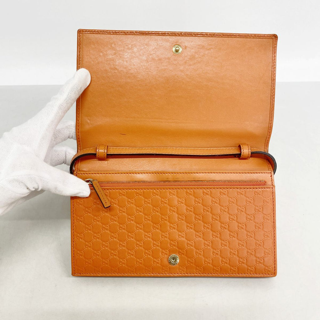 Gucci Wallet on Chain Micro Guccissima Leather Orange Gold Shoulder Bag — view 3