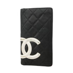 Chanel Wallet Cambon Lambskin Black White Silver