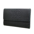 Chanel Card Case Caviar Leather Black Silver