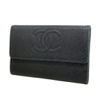 Chanel Card Case Caviar Leather Black Silver