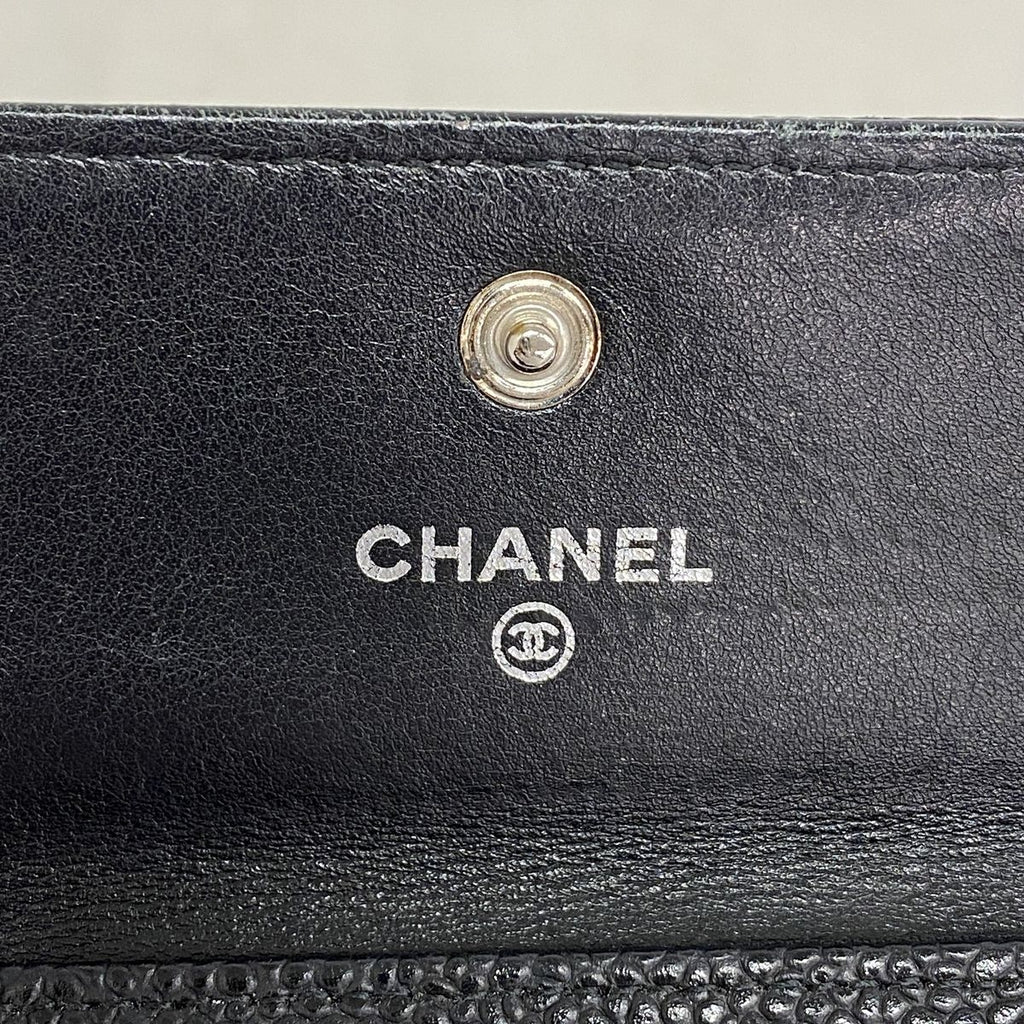 Chanel Card Case Caviar Leather Black Silver — view 4