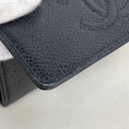 Chanel Card Case Caviar Leather Black Silver — view 6