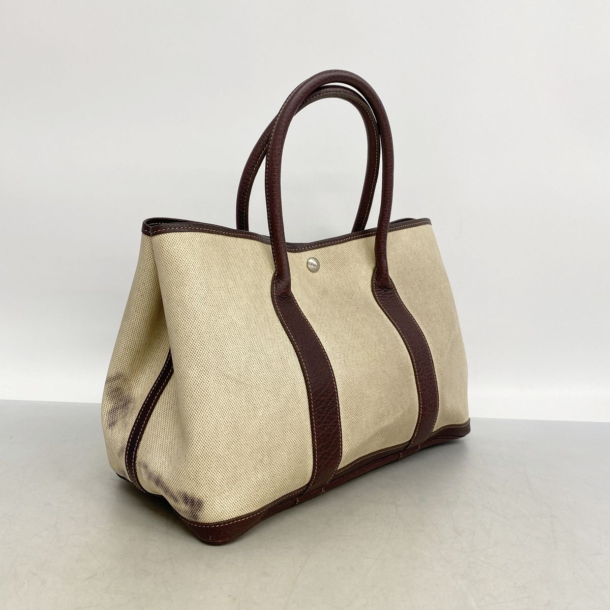 Hermes Tote Bag Garden Party PM Toile H Brown Silver — view 2