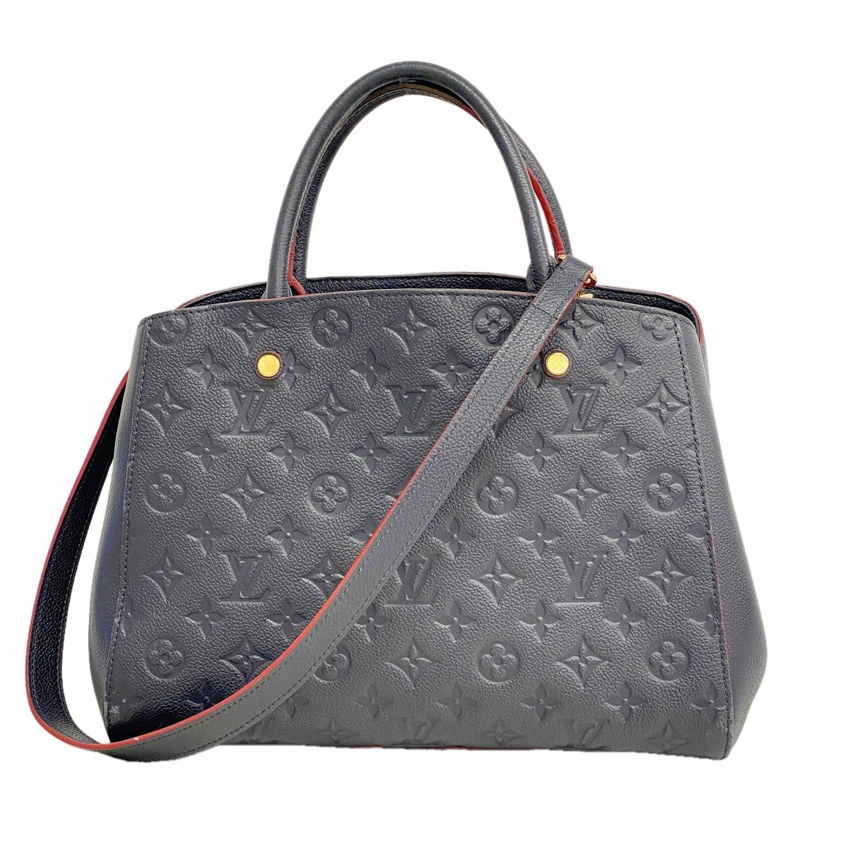 Louis Vuitton Handbag Monogram Empreinte Montaigne MM Marine Rouge 2-Way Bag