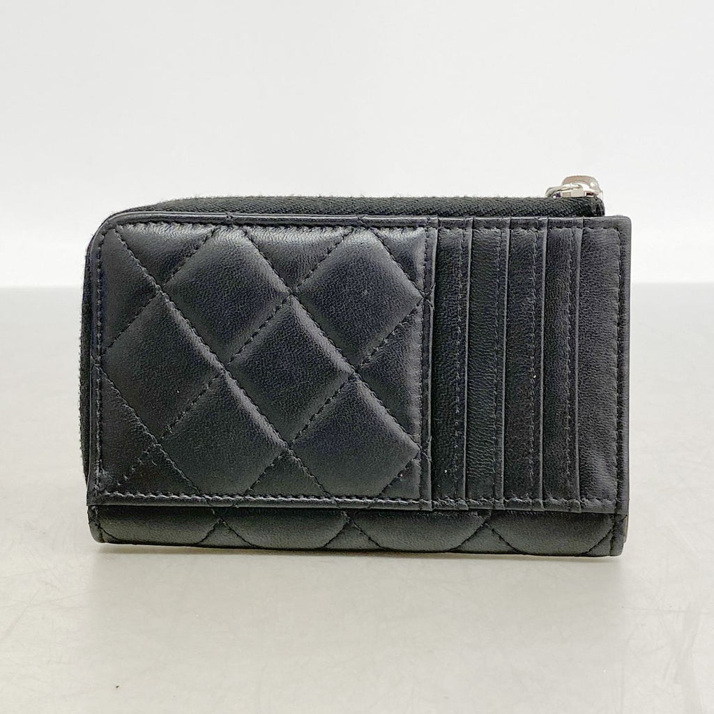Chanel Coin Purse Quilted Lambskin Black Silver — view 8