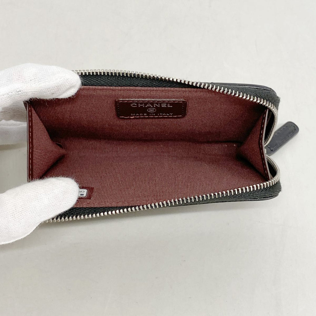 Chanel Coin Purse Quilted Lambskin Black Silver — view 3