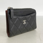Chanel Coin Purse Quilted Lambskin Black Silver — view 2