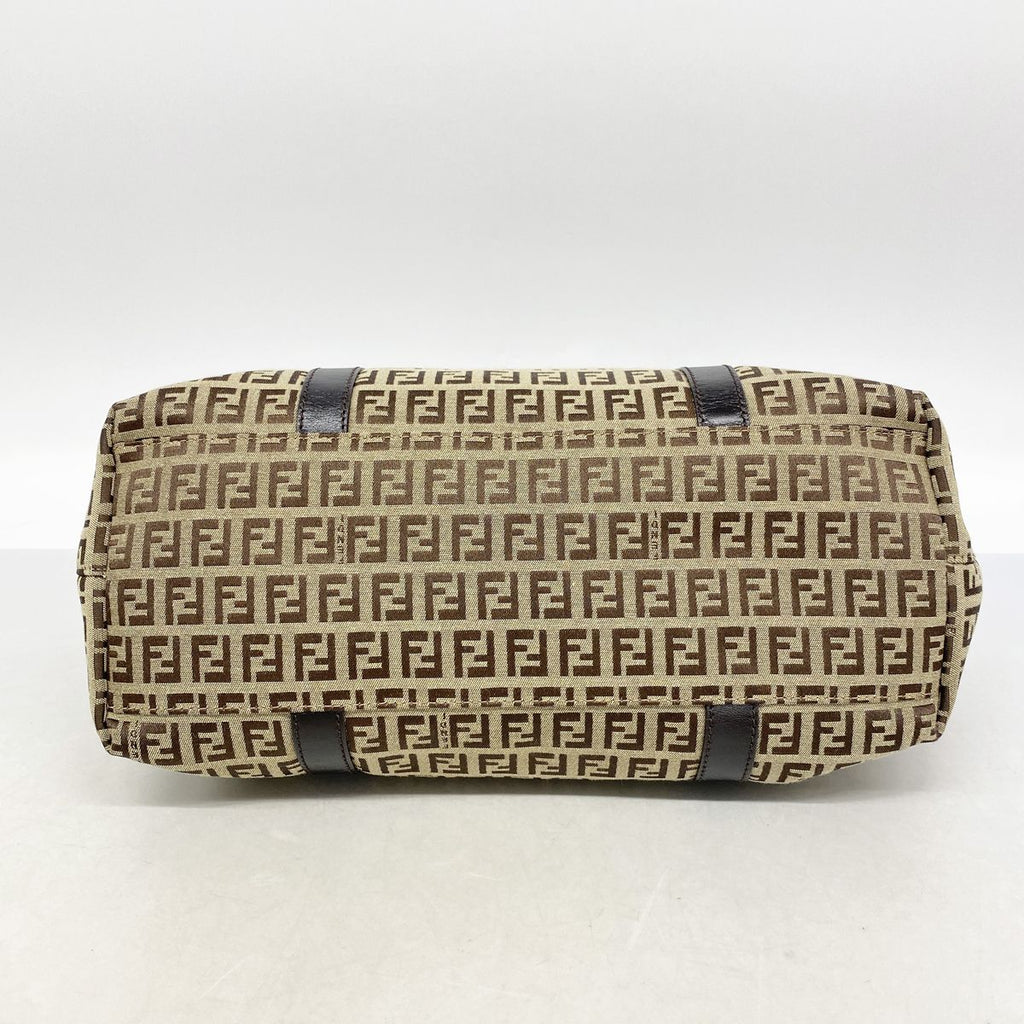 Fendi Tote Bag Zucchino Nylon Canvas Brown Champagne Gold — view 3