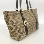 Fendi Tote Bag Zucchino Nylon Canvas Brown Champagne Gold — view 2