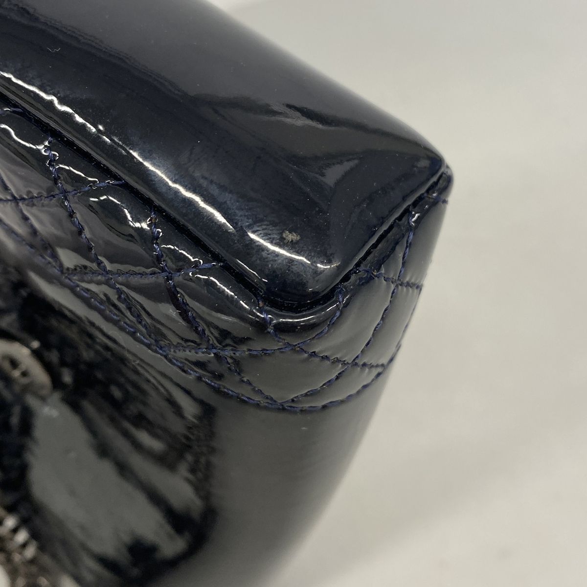 Chanel Shoulder Bag Boy Patent Leather Navy Silver — view 6