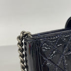 Chanel Shoulder Bag Boy Patent Leather Navy Silver — view 7