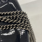 Chanel Shoulder Bag Boy Patent Leather Navy Silver — view 8