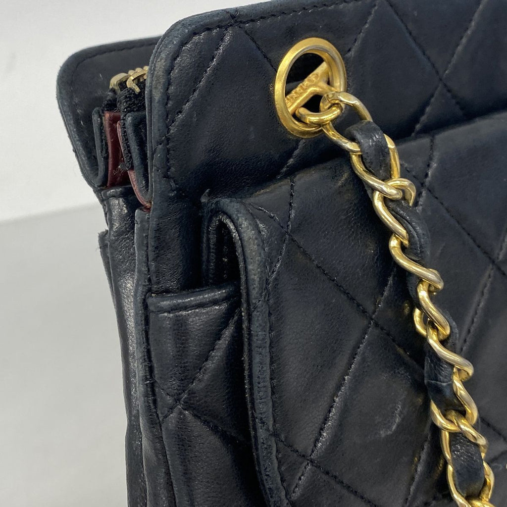 Chanel Chain Tote Bag Quilted Lambskin Black Gold — view 7