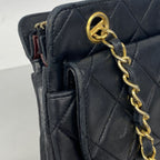 Chanel Chain Tote Bag Quilted Lambskin Black Gold — view 7