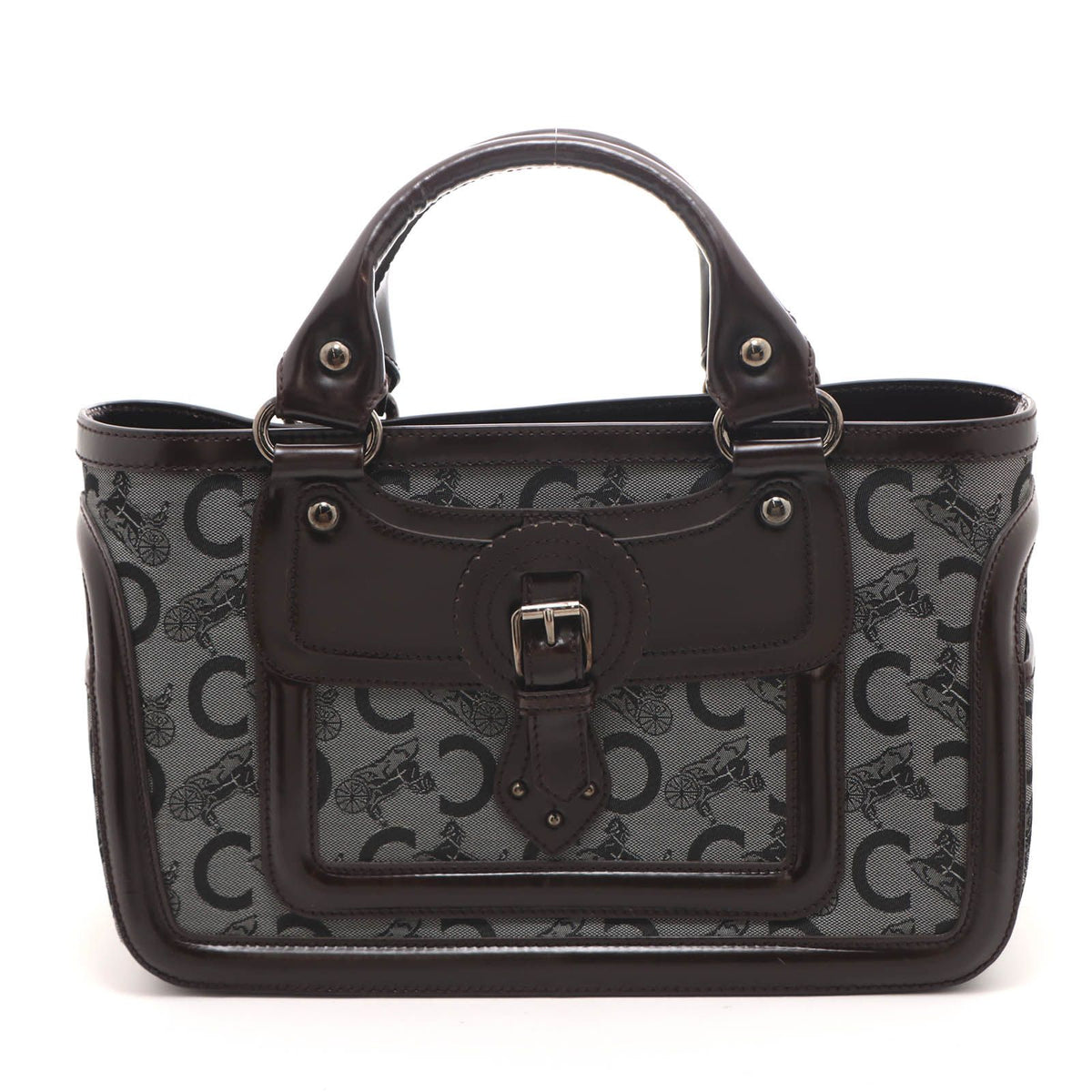 Celine C Macadam Handbag Canvas Duck Brown Gray