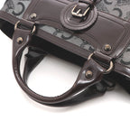 Celine C Macadam Handbag Canvas Duck Brown Gray — view 4
