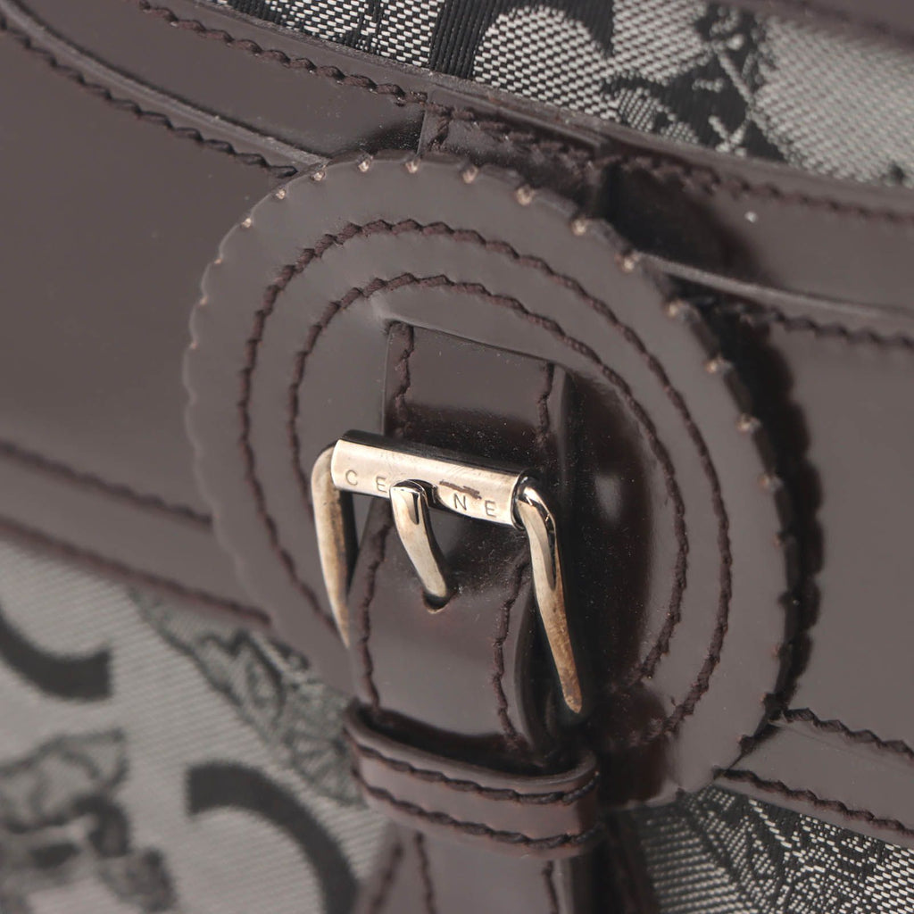 Celine C Macadam Handbag Canvas Duck Brown Gray — view 7