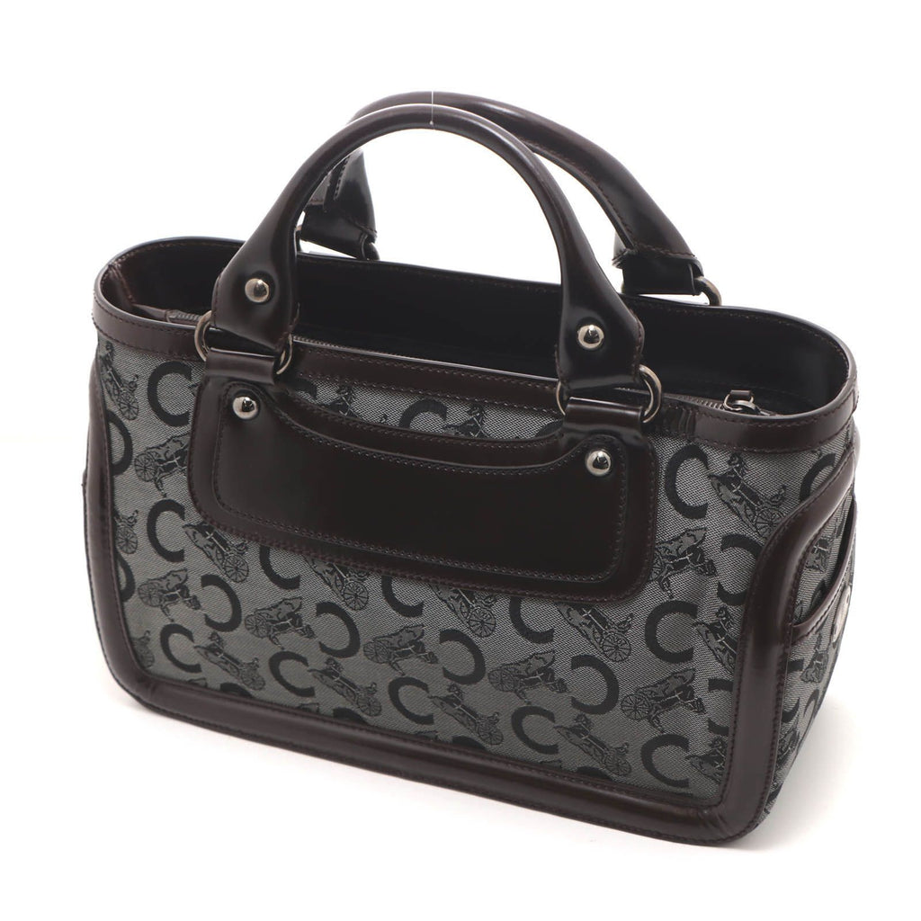 Celine C Macadam Handbag Canvas Duck Brown Gray — view 2