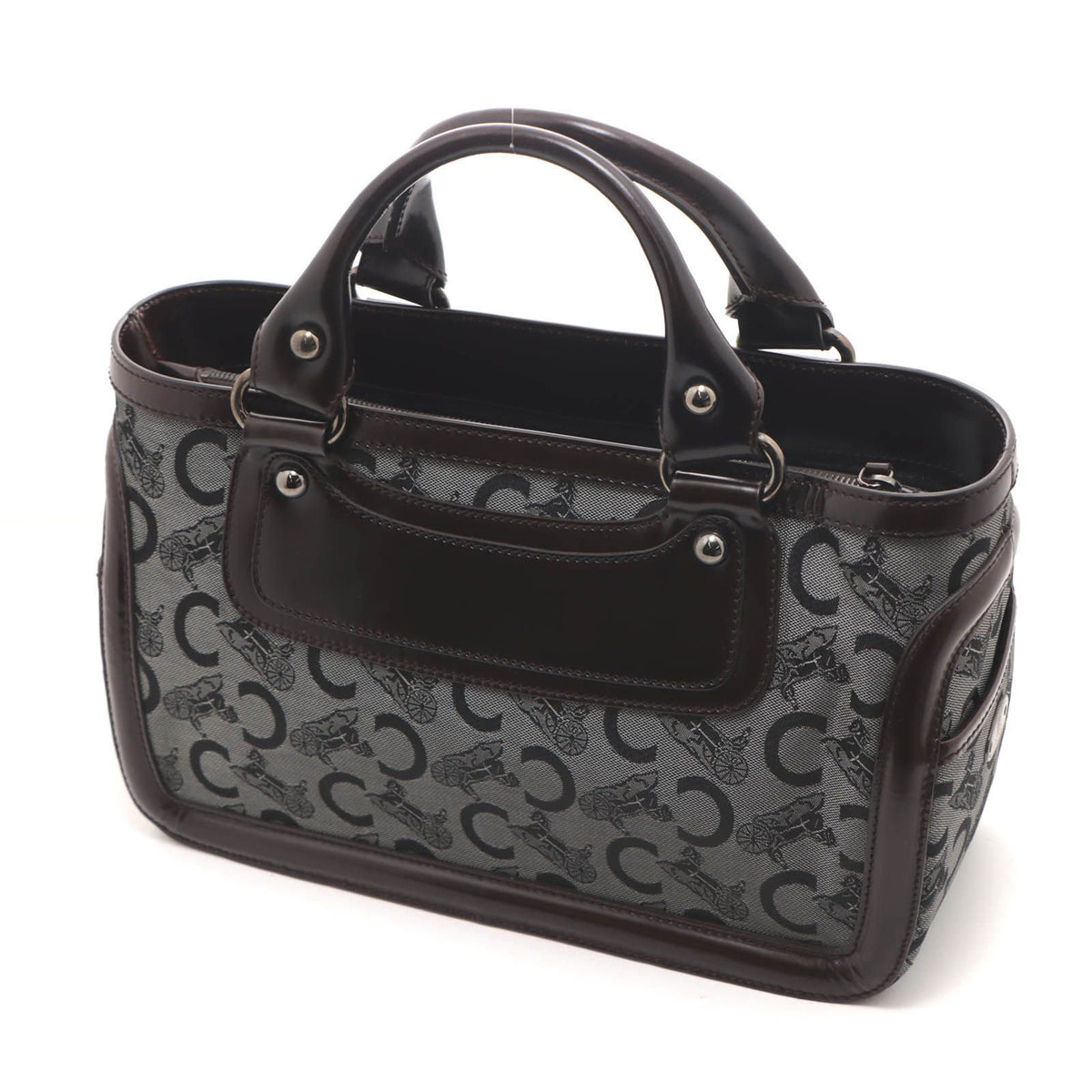 Celine C Macadam Handbag Canvas Duck Brown Gray — view 2