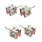 Hermes Metal Enamel Cage D'h Cube Earrings — view 2