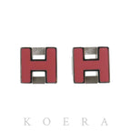 Hermes Metal Enamel Cage D'h Cube Earrings