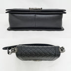 Chanel Boy 25 Chain Shoulder Bag Caviar Leather Quilted Black Gun — view 4